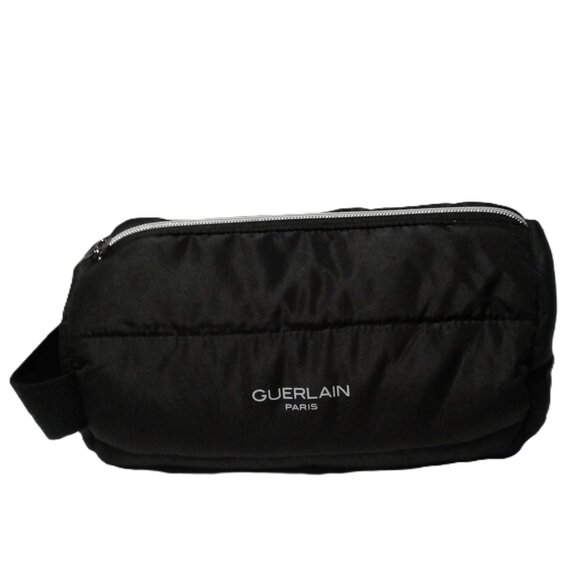 Guerlain- Fabric Cosmetic Makeup Bag in black with silver zipper and  logo- NEW - Picture 5 of 5